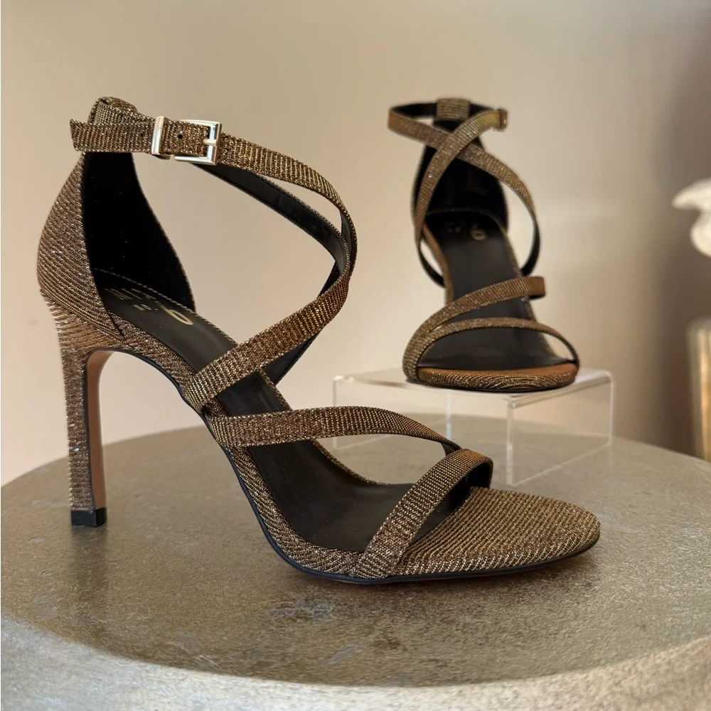 Mix No. 6 - Gold Shimmer Strappy Heels